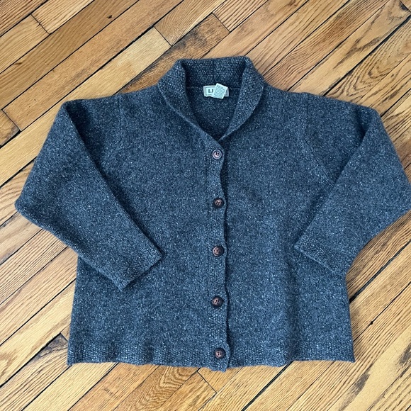 L.L. Bean Sweaters - Vintage Silk Wool Blend Cardigan Grey - Large